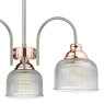 Dar Lighting Dar - Wharfdale 3 Light Pendant Satin Chrome Copper Textured Glass