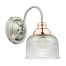 Dar Lighting Dar - Wharfdale Wall Light Satin Chrome, Copper Glass