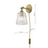 Laura Ashley Laura Ashley - Callaghan Plugged Wall Light Antique Brass Ribbed Glass
