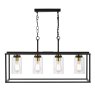 Dar Lighting Dar - Abel 4 Light Bar Pendant Satin Black and Glass