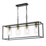 Dar Lighting Dar - Abel 4 Light Bar Pendant Satin Black and Glass