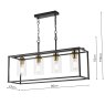 Dar Lighting Dar - Abel 4 Light Bar Pendant Satin Black and Glass