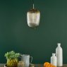 Dar Lighting Dar - Abrielle Pendant Brushed Bronze and Amber Ribbed Glass