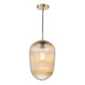 Dar Lighting Dar - Abrielle Pendant Brushed Bronze and Amber Ribbed Glass