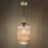 Dar Lighting Dar - Abrielle Pendant Brushed Bronze and Amber Ribbed Glass