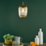 Dar Lighting Dar - Abrielle Pendant Brushed Bronze and Amber Ribbed Glass