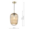 Dar Lighting Dar - Abrielle Pendant Brushed Bronze and Amber Ribbed Glass