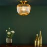Dar Lighting Dar - Abrielle Flush Brushed Bronze and Amber Ribbed Glass