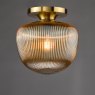 Dar Lighting Dar - Abrielle Flush Brushed Bronze and Amber Ribbed Glass