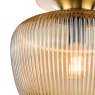 Dar Lighting Dar - Abrielle Flush Brushed Bronze and Amber Ribbed Glass