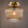 Dar Lighting Dar - Abrielle Flush Brushed Bronze and Amber Ribbed Glass