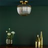 Dar Lighting Dar - Abrielle Flush Brushed Bronze and Amber Ribbed Glass