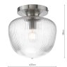 Dar Lighting Dar - Abrielle Flush Polished Nickel and Ribbed Glass