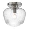 Dar Lighting Dar - Abrielle Flush Polished Nickel and Ribbed Glass