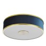 Dar Lighting Dar - Alvaro 3 Light Flush Brushed Brass With Blue shade