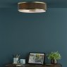 Dar Lighting Dar - Alvaro 3 Light Flush Antique Bronze With Brown Shade