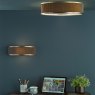 Dar Lighting Dar - Alvaro 3 Light Flush Antique Bronze With Brown Shade