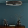 Dar Lighting Dar - Alvaro 6 Light Flush Antique Bronze With Brown Shade