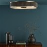 Dar Lighting Dar - Alvaro 6 Light Flush Antique Bronze With Brown Shade