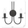 Dar Lighting Dar - Becca 2 Light Wall Light (Matt Black Bracket Only)