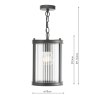 Dar Lighting Dar - Bianka Pendant Matt Black and Ribbed Glass