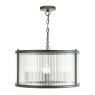 Dar Lighting Dar - Bianka 3 Light Pendant Matt Black and Ribbed Glass