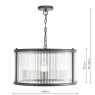Dar Lighting Dar - Bianka 3 Light Pendant Matt Black and Ribbed Glass