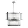 Dar Lighting Dar - Bianka 6 Light Pendant Matt Black and Ribbed Glass