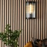 Dar Lighting Dar - Bianka Wall Light Matt Black and Ribbed Glass