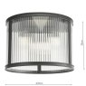 Dar Lighting Dar - Bianka 3 Light Flush Matt Black and Ribbed Glass
