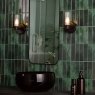 Dar Lighting Dar - Bolton Bathroom Wall Light Matt Black and Ribbed Glass IP44