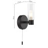 Dar Lighting Dar - Bolton Bathroom Wall Light Matt Black and Ribbed Glass IP44
