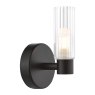 Dar Lighting Dar - Bolton Bathroom Wall Light Matt Black and Ribbed Glass IP44