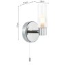 Dar Lighting Dar - Bolton Bathroom Wall Light Polished Chrome and Ribbed Glass IP44