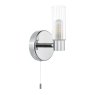 Dar Lighting Dar - Bolton Bathroom Wall Light Polished Chrome and Ribbed Glass IP44