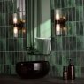 Dar Lighting Dar - Bolton 2 Light Bathroom Wall Light Matt Black and Ribbed Glass IP44