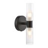 Dar Lighting Dar - Bolton 2 Light Bathroom Wall Light Matt Black and Ribbed Glass IP44