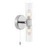 Dar Lighting Dar - Bolton 2 Light Bathroom Wall Light Polished Chrome and Ribbed Glass IP44