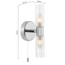 Dar Lighting Dar - Bolton 2 Light Bathroom Wall Light Polished Chrome and Ribbed Glass IP44