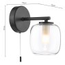 Dar Lighting Dar - Edaline Wall Light Matt Black and Glass IP44