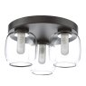 Dar Lighting Dar - Edaline 3 Light Semi-Flush Matt Black and Glass IP44