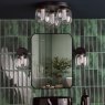 Dar Lighting Dar - Edaline 3 Light Semi-Flush Matt Black and Glass IP44