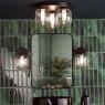 Dar Lighting Dar - Edaline 3 Light Semi-Flush Matt Black and Glass IP44