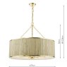 Dar Lighting Dar - Fenella 8 Light Pendant Gold Leaf and Seagrass Shade