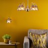 Dar Lighting Dar - Glynis Wall Light Polished Nickel and Smoked Ribbed Glass