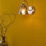 Dar Lighting Dar - Glynis Wall Light Polished Nickel and Smoked Ribbed Glass