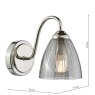 Dar Lighting Dar - Glynis Wall Light Polished Nickel and Smoked Ribbed Glass