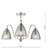 Dar Lighting Dar - Glynis 3 Light Semi-Flush Polished Nickel and Smoked Ribbed Glass