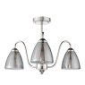 Dar Lighting Dar - Glynis 3 Light Semi-Flush Polished Nickel and Smoked Ribbed Glass