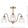 Dar Lighting Dar - Glynis 3 Light Semi-Flush Antique Bronze and Ribbed Glass